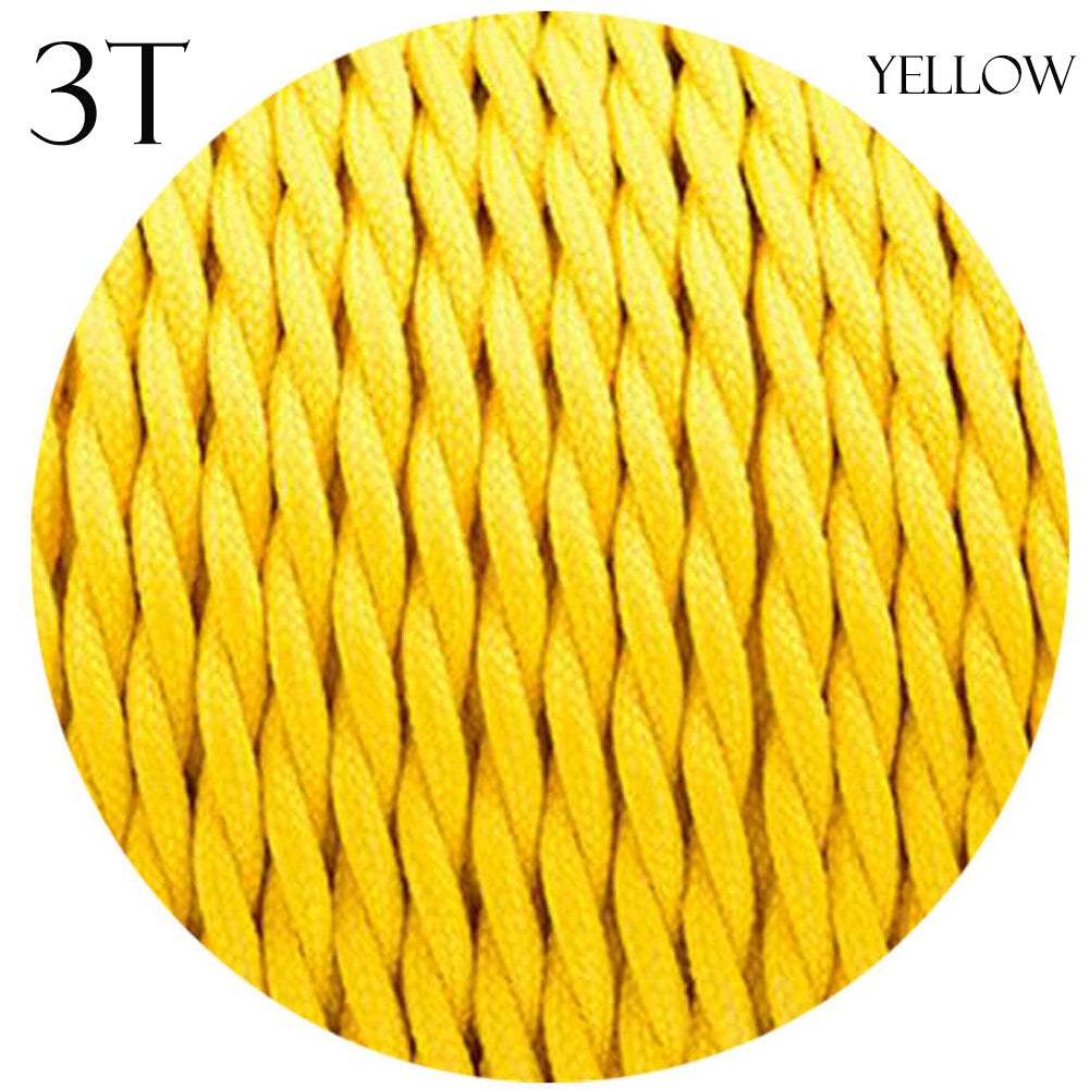 3 Core Twisted Electric Cable solid Yellow color fabric 0.75 mm