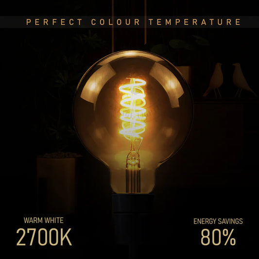 Vintage G125 Globe LED Spiral Filament Bulb 4W E27