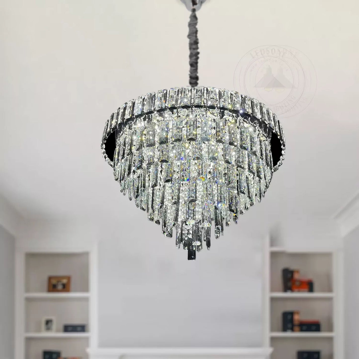 Vintage Crystal Chandelier Glass Round Ceiling Lights Hanging Pendant Light E14