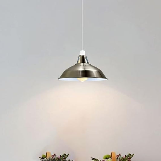Electro Plating Modern Retro Barn Light Shades 4cm Top ole, Modern Ceiling Pendant Easy Fit Lampshades