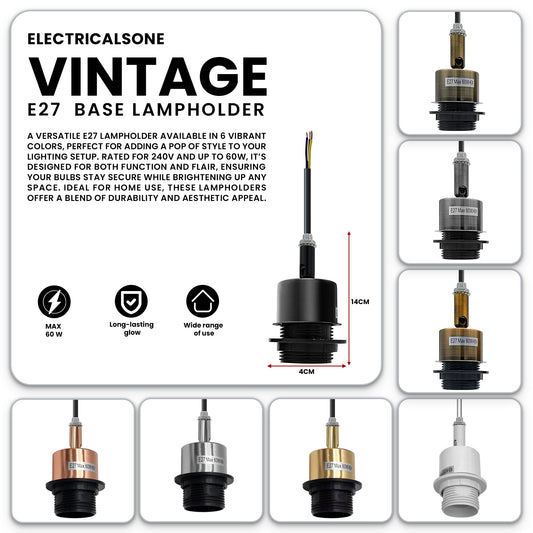 E27 Edison Base Screw-in Light Bulb Holder with Wire Lamp Socket