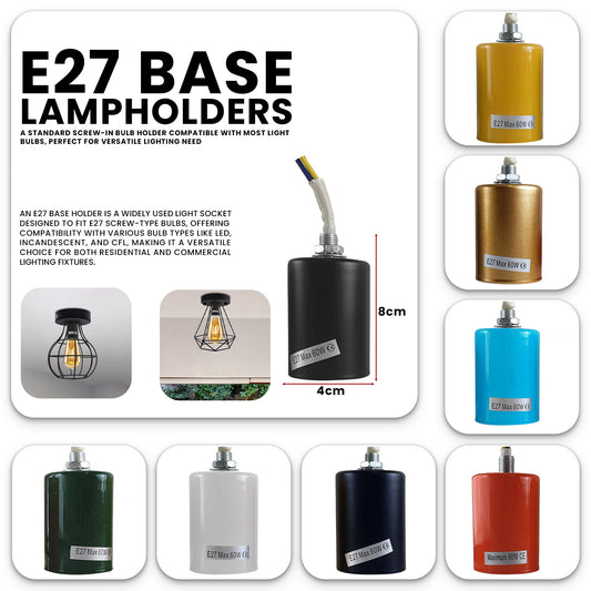 Modern Industrial Lamp with Antique Retro Edison E27 Bulb Holder Light Fitting