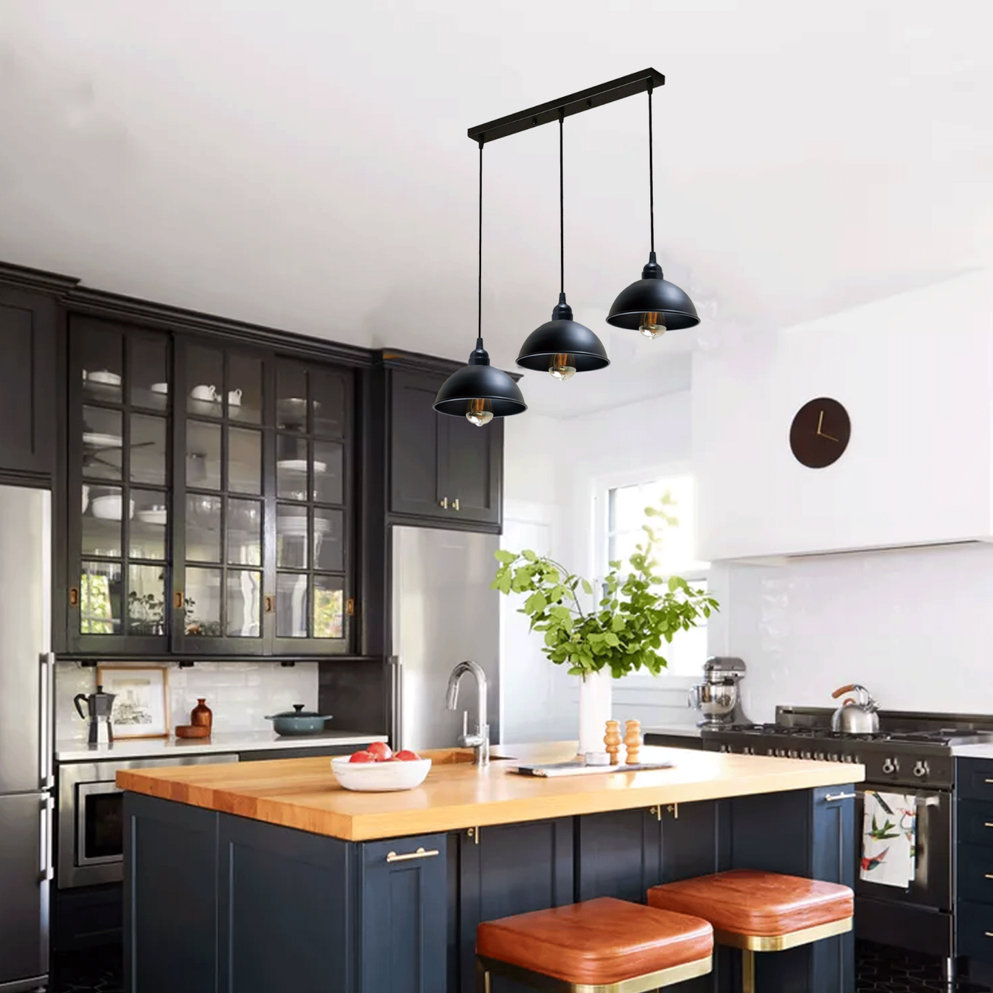 Vintage Industrial Metal Pendant Light - 3 Way Retro Hanging Lamp