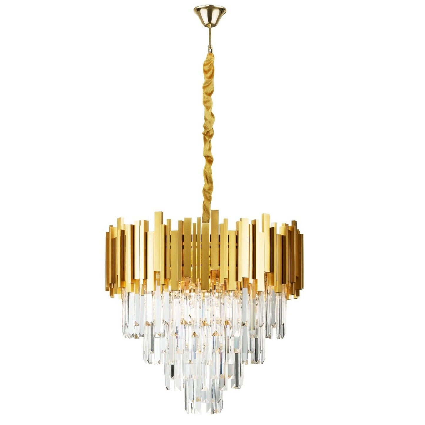 Modern Crystal Chandelier Gold Finish Round Crystal K9 E14 Luxury Pendant Light