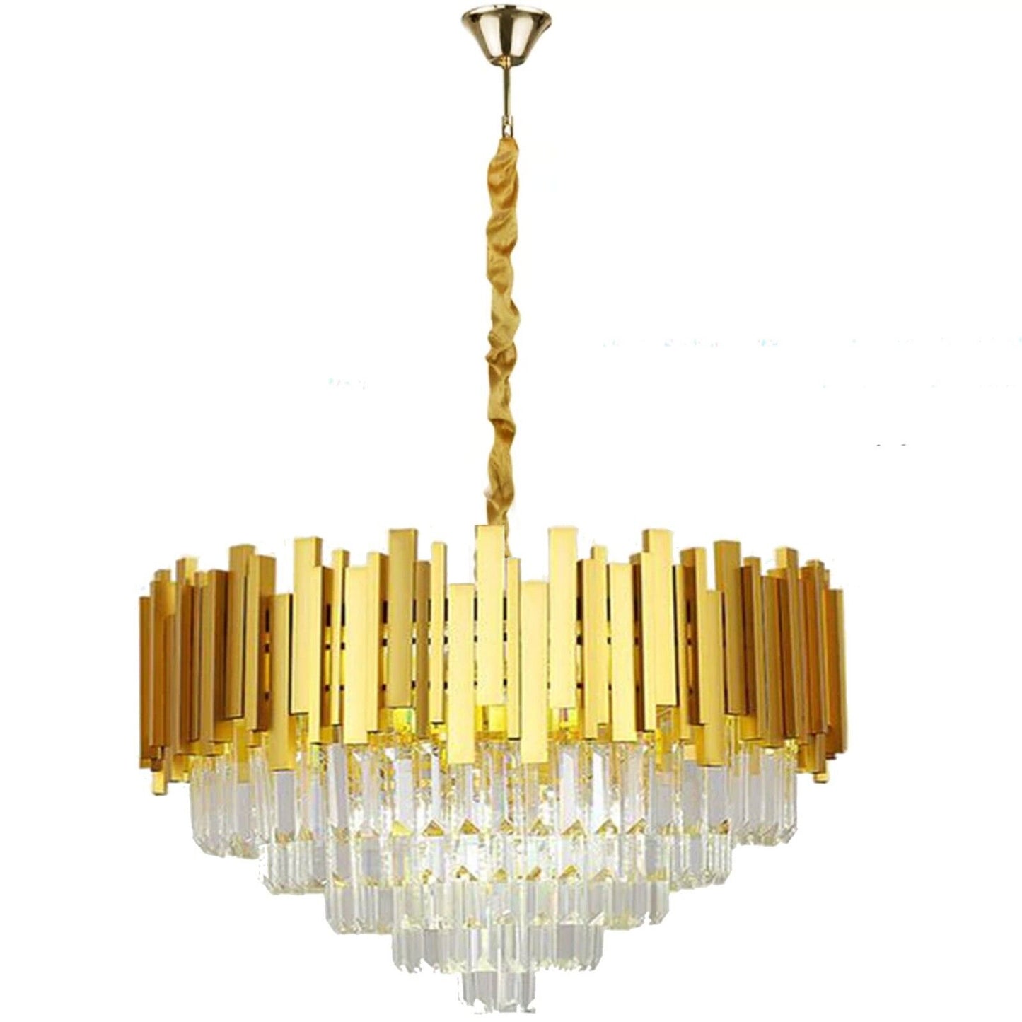 Modern Crystal Chandelier Gold Finish Round Crystal K9 E14 Luxury Pendant Light