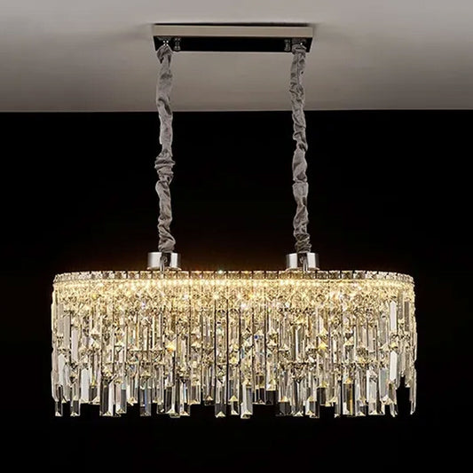 Modern K9 Crystal Chandelier LED Ceiling Light Rectangle Luxury Pendant lamp
