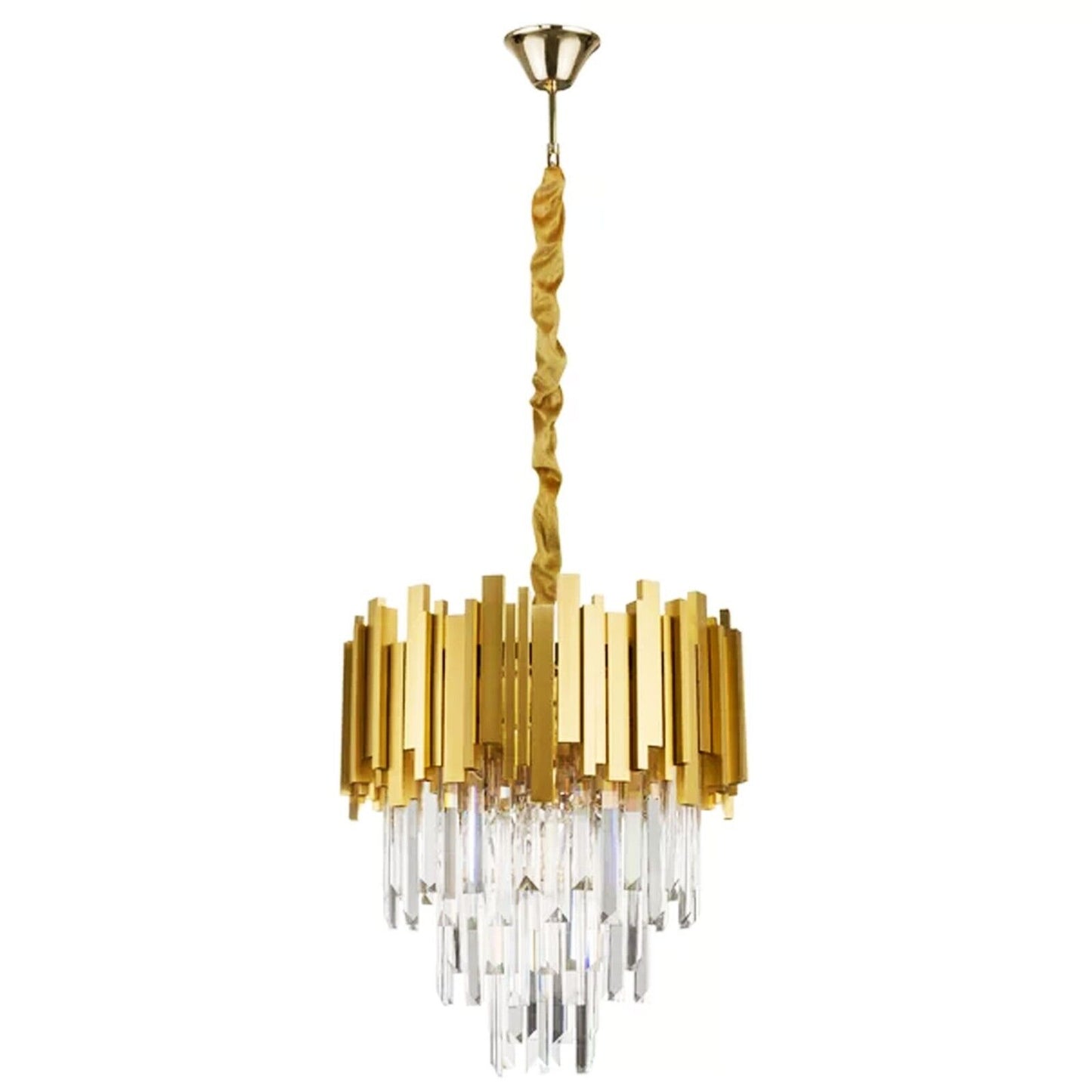 Modern Crystal Chandelier Gold Finish Round Crystal K9 E14 Luxury Pendant Light