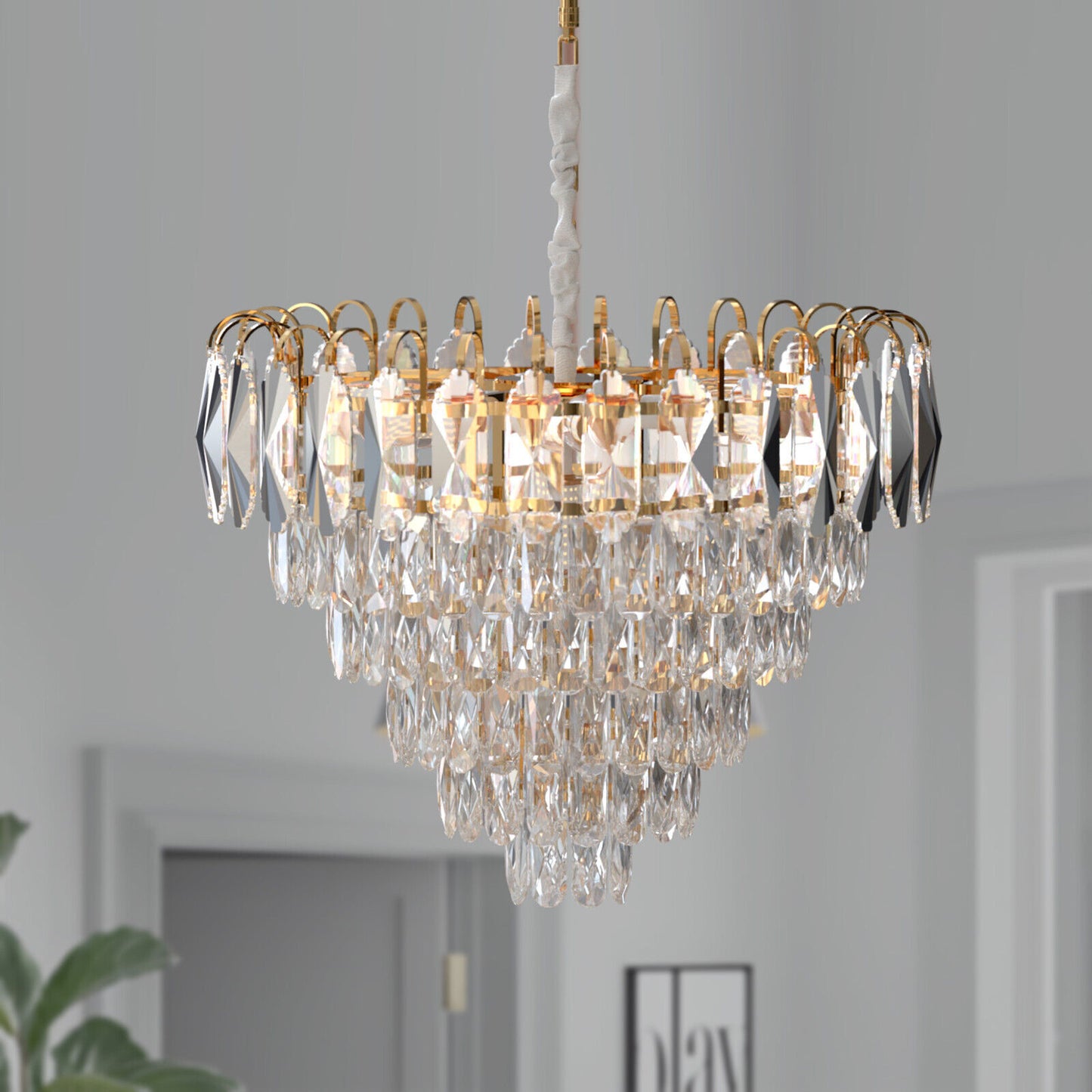 Modern Gold Crystal Chandelier Luxury Ceiling Pendant Lights for Living Room