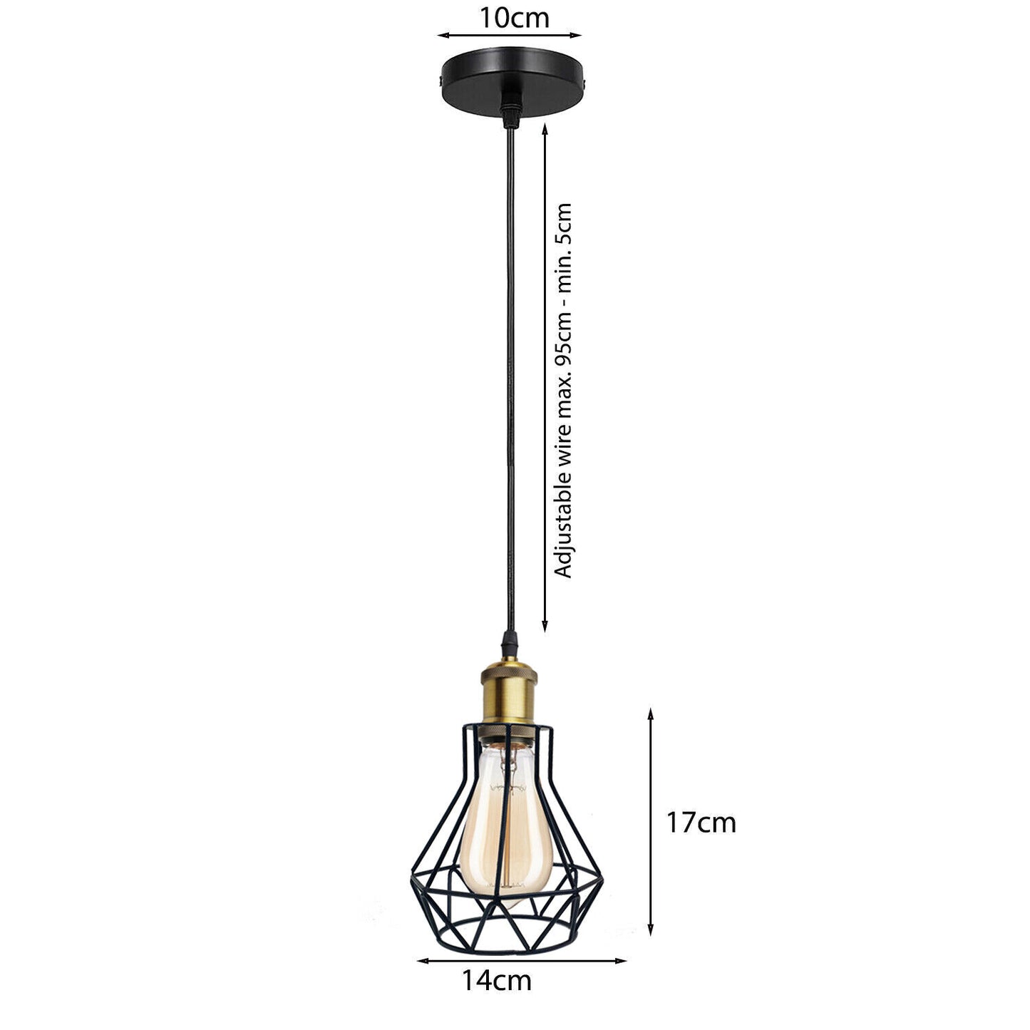 Vintage Industrial Black Cage Pendant Lights – 1/3/5 Way Ceiling Lamp