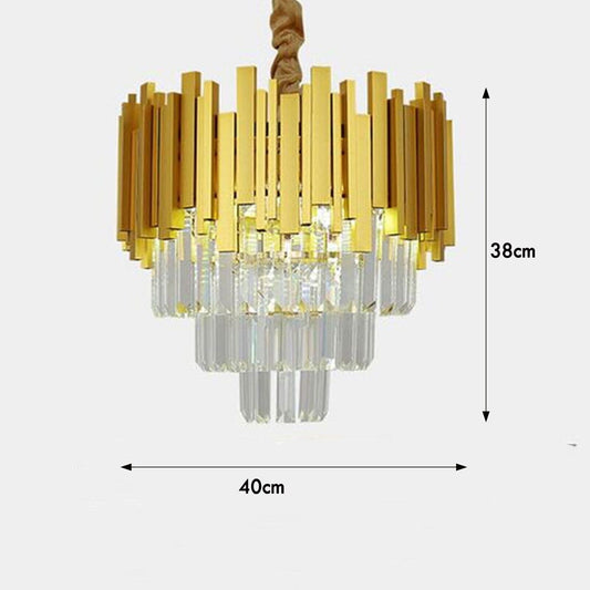 Modern Crystal Chandelier Gold Finish Round Crystal K9 E14 Luxury Pendant Light