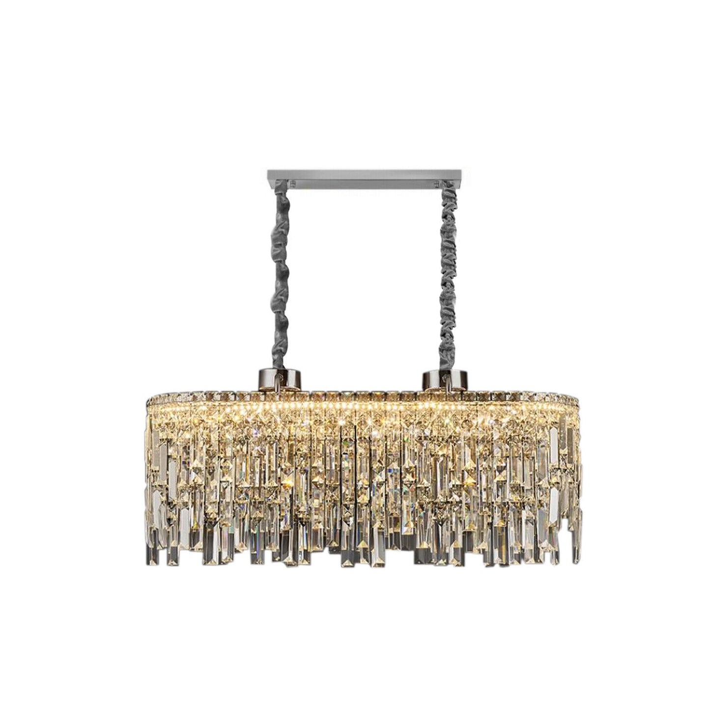 Modern K9 Crystal Chandelier LED Ceiling Light Rectangle Luxury Pendant lamp