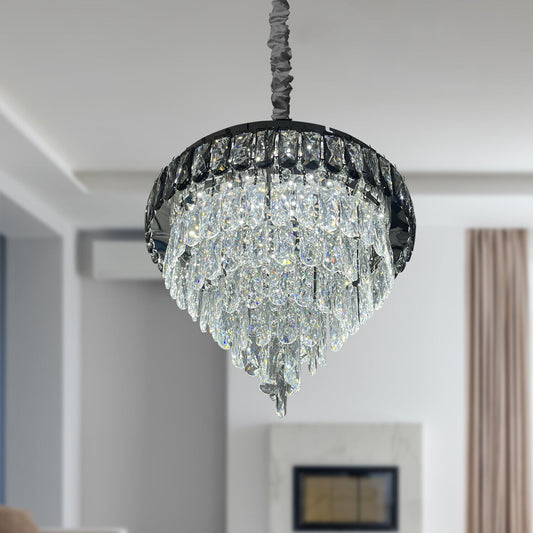 Vintage Crystal Chandelier Glass Round Ceiling Lights Hanging Pendant Light E14