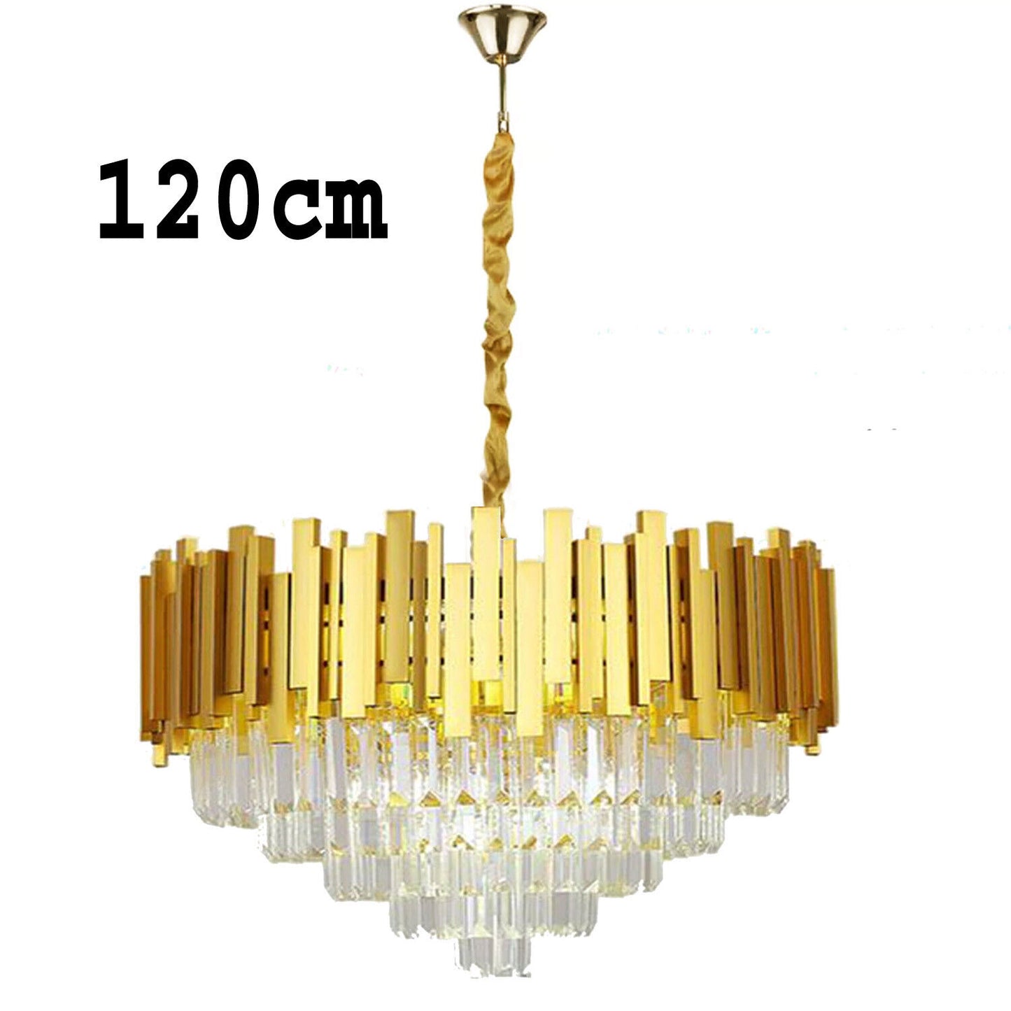 Modern Crystal Chandelier Gold Finish Round Crystal K9 E14 Luxury Pendant Light