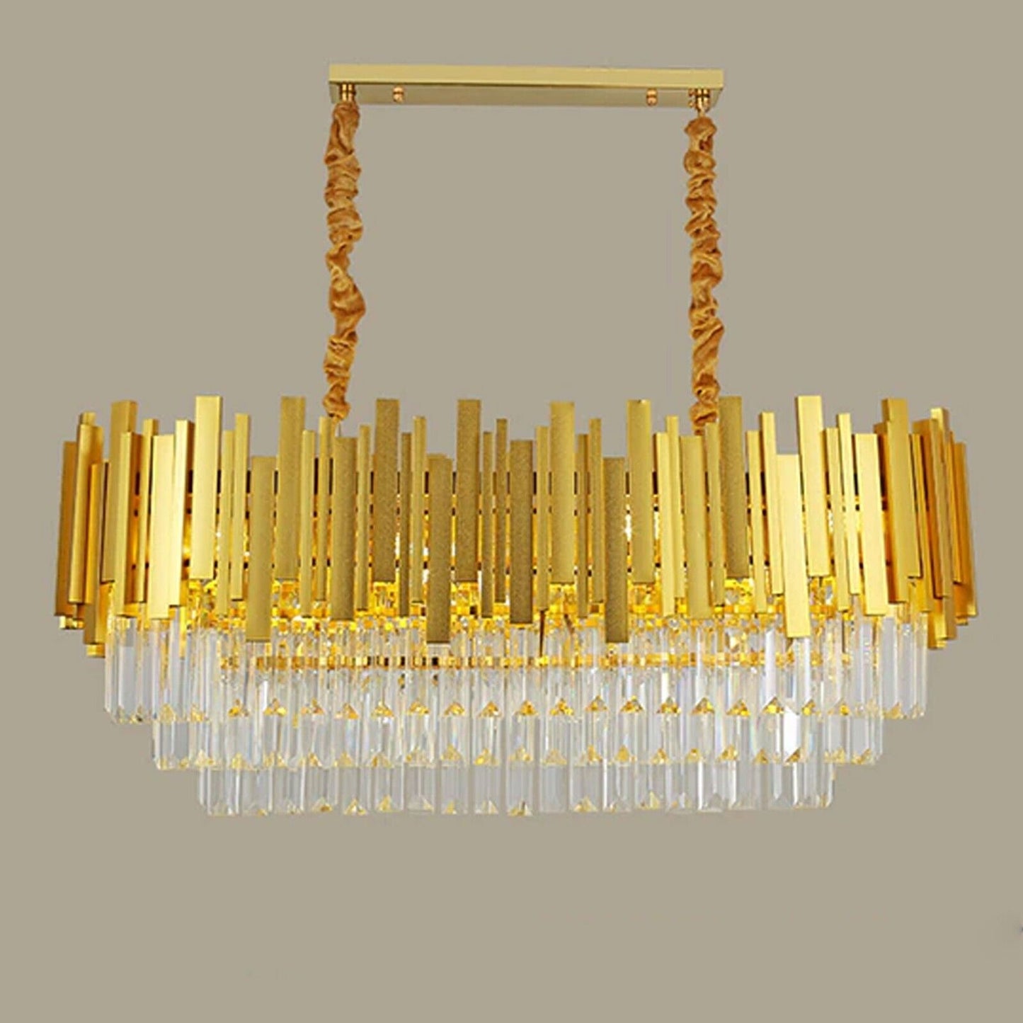 Modern Crystal Chandelier Gold Finish Round Crystal K9 E14 Luxury Pendant Light
