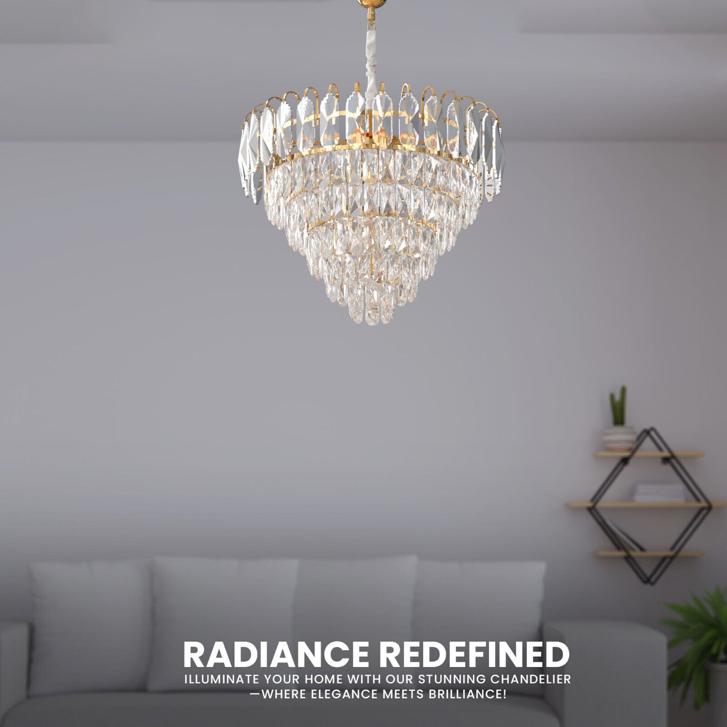 Modern Gold Crystal Chandelier Luxury Ceiling Pendant Lights for Living Room