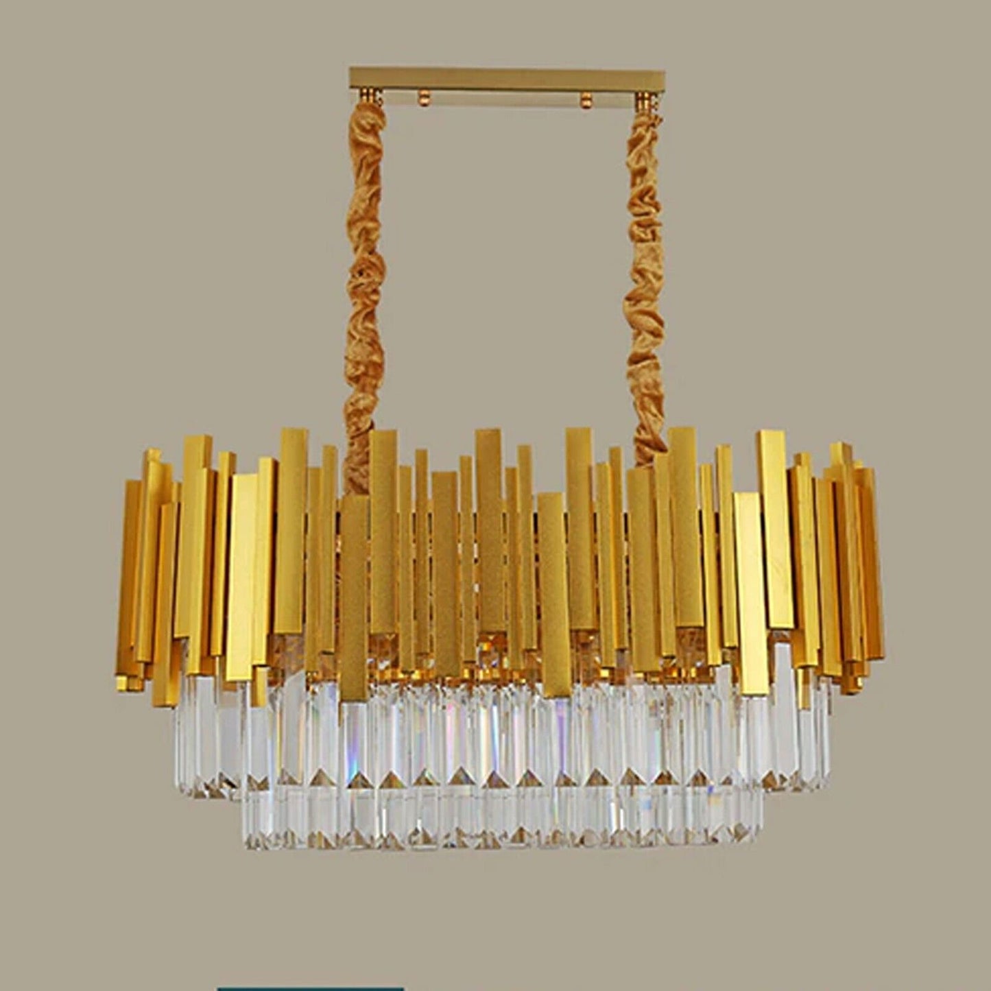 Modern Crystal Chandelier Gold Finish Round Crystal K9 E14 Luxury Pendant Light