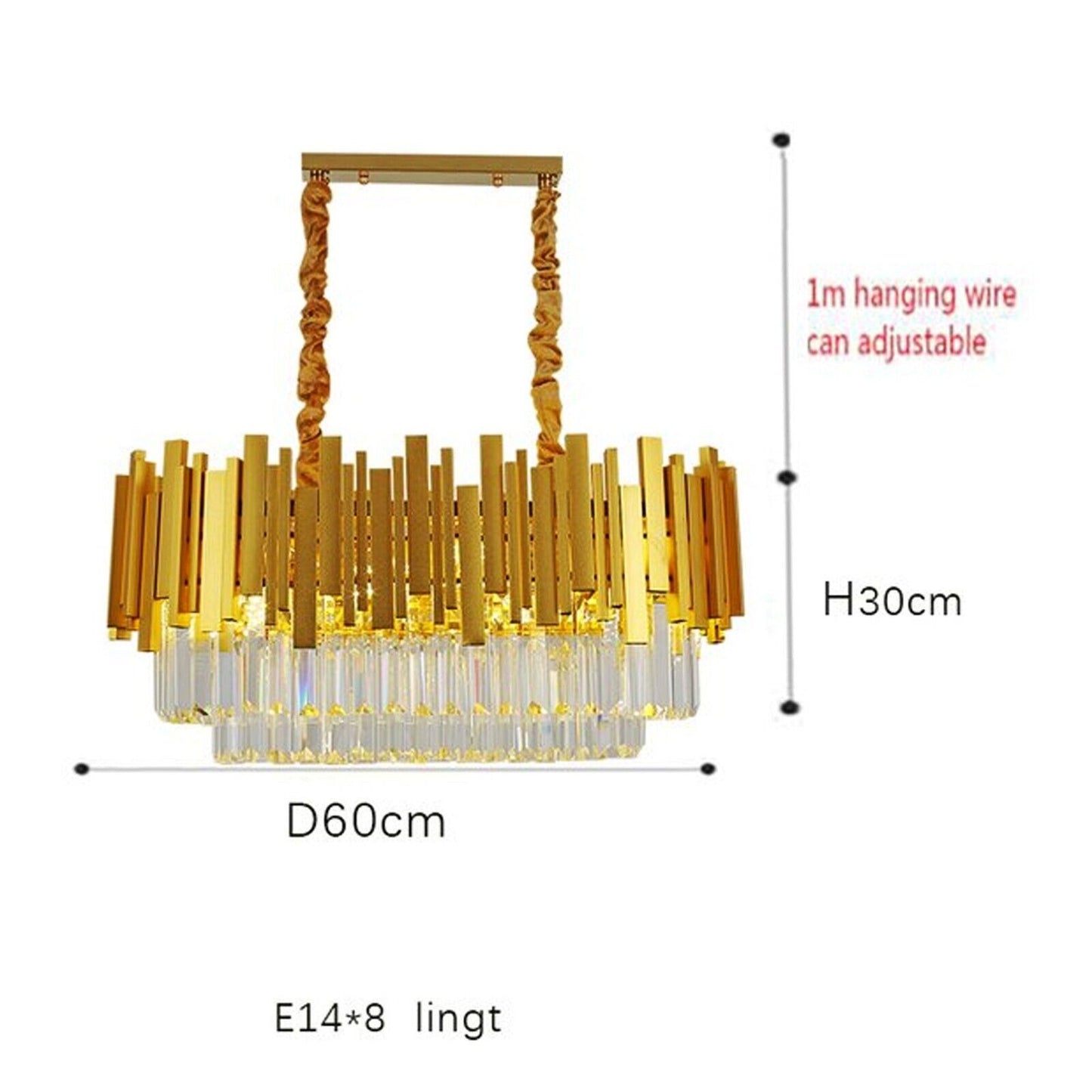 Modern Crystal Chandelier Gold Finish Round Crystal K9 E14 Luxury Pendant Light