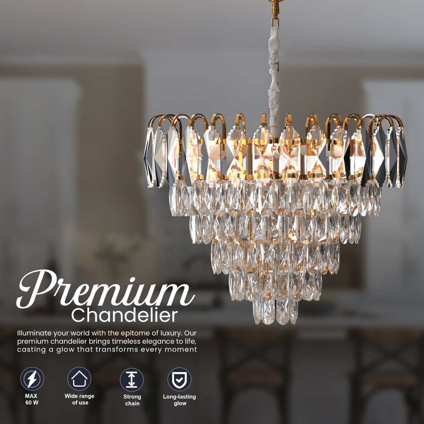 Modern Gold Crystal Chandelier Luxury Ceiling Pendant Lights for Living Room