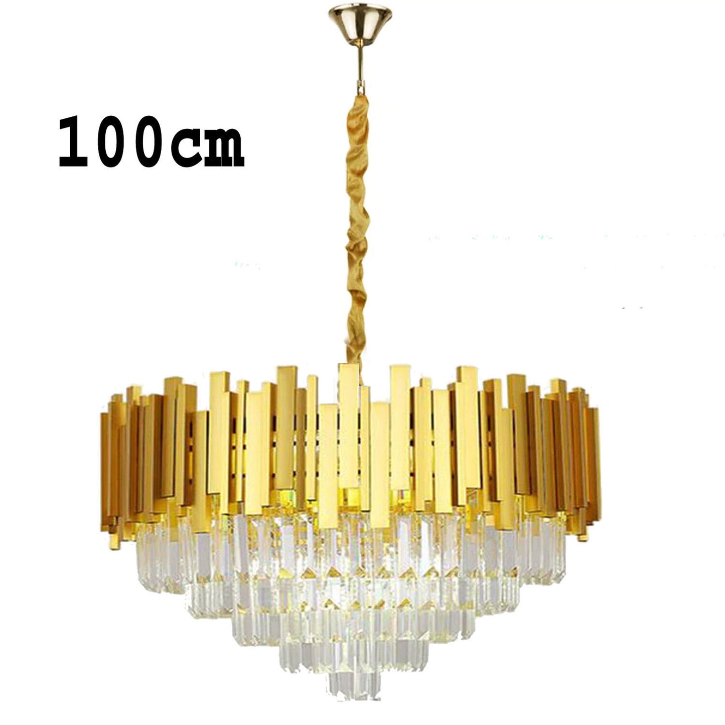 Modern Crystal Chandelier Gold Finish Round Crystal K9 E14 Luxury Pendant Light