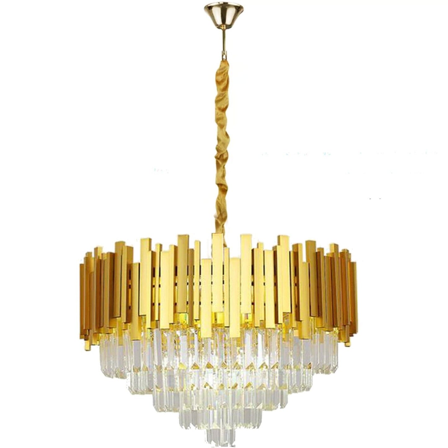 Modern Crystal Chandelier Gold Finish Round Crystal K9 E14 Luxury Pendant Light