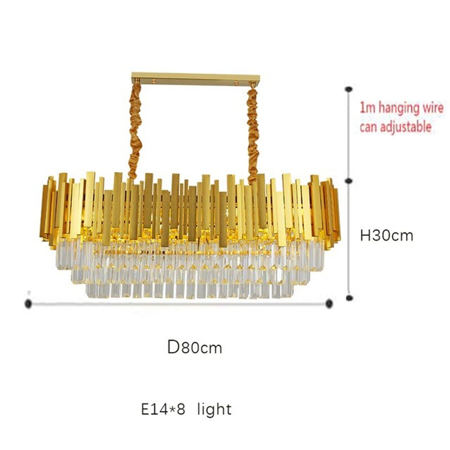 Modern Crystal Chandelier Gold Finish Round Crystal K9 E14 Luxury Pendant Light