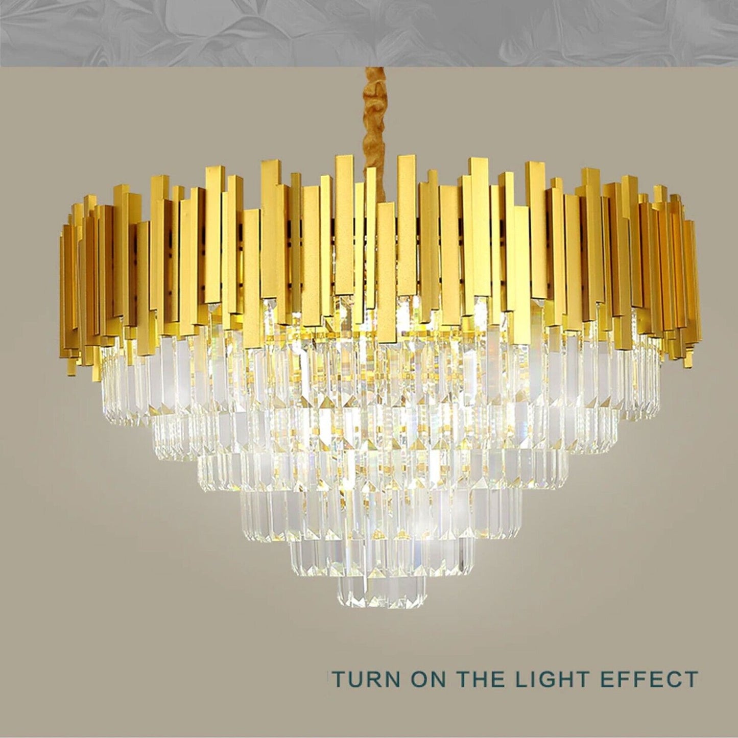 Modern Crystal Chandelier Gold Finish Round Crystal K9 E14 Luxury Pendant Light