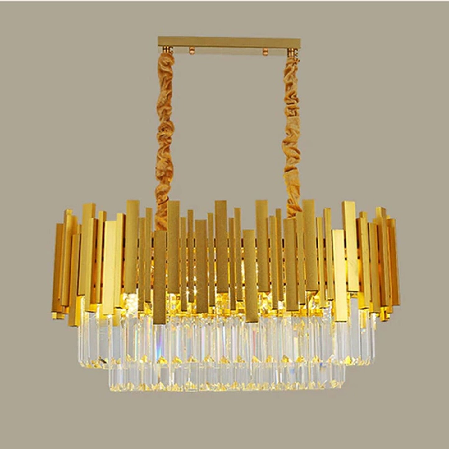 Modern Crystal Chandelier Gold Finish Round Crystal K9 E14 Luxury Pendant Light