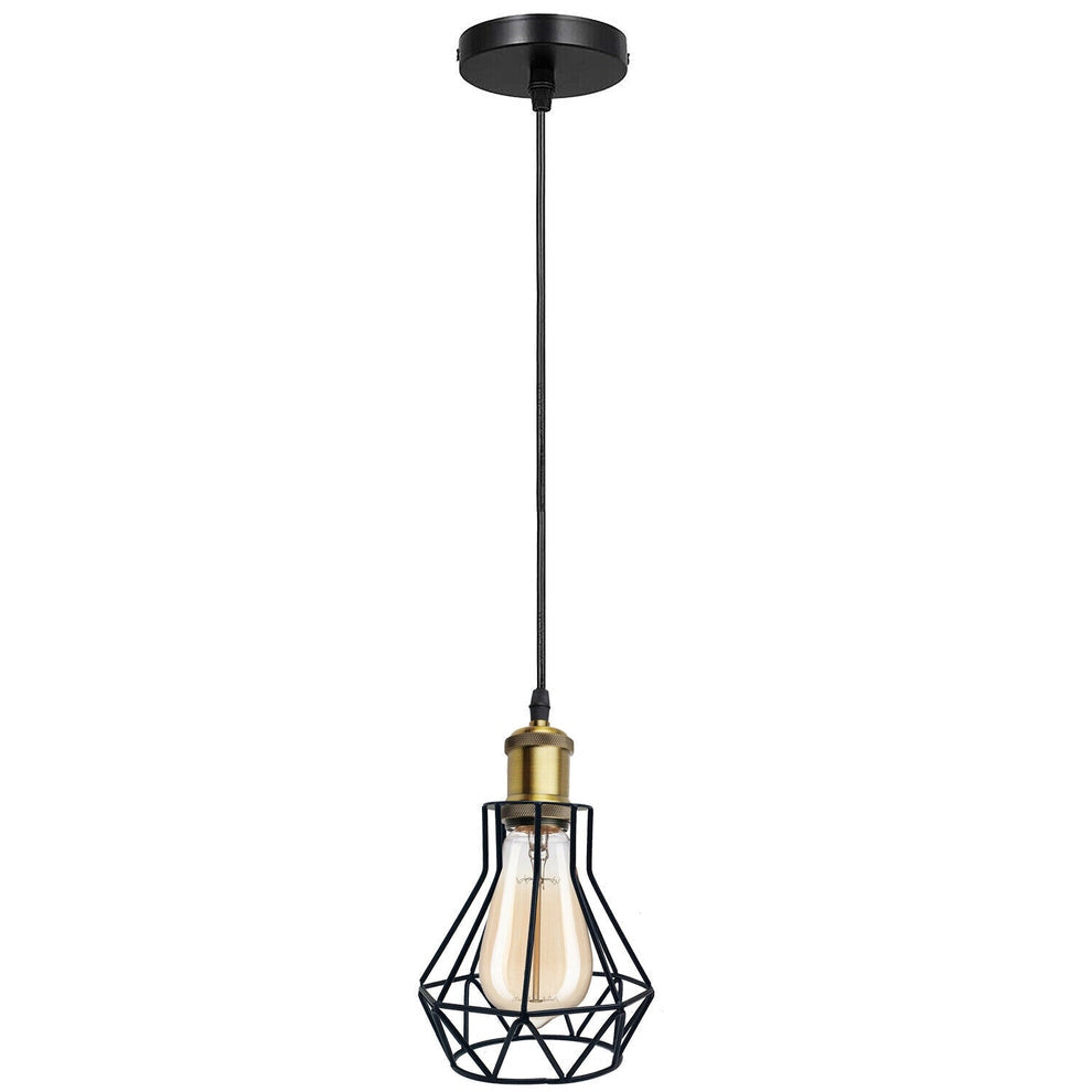 Vintage Industrial Black Cage Pendant Lights – 1/3/5 Way Ceiling Lamp
