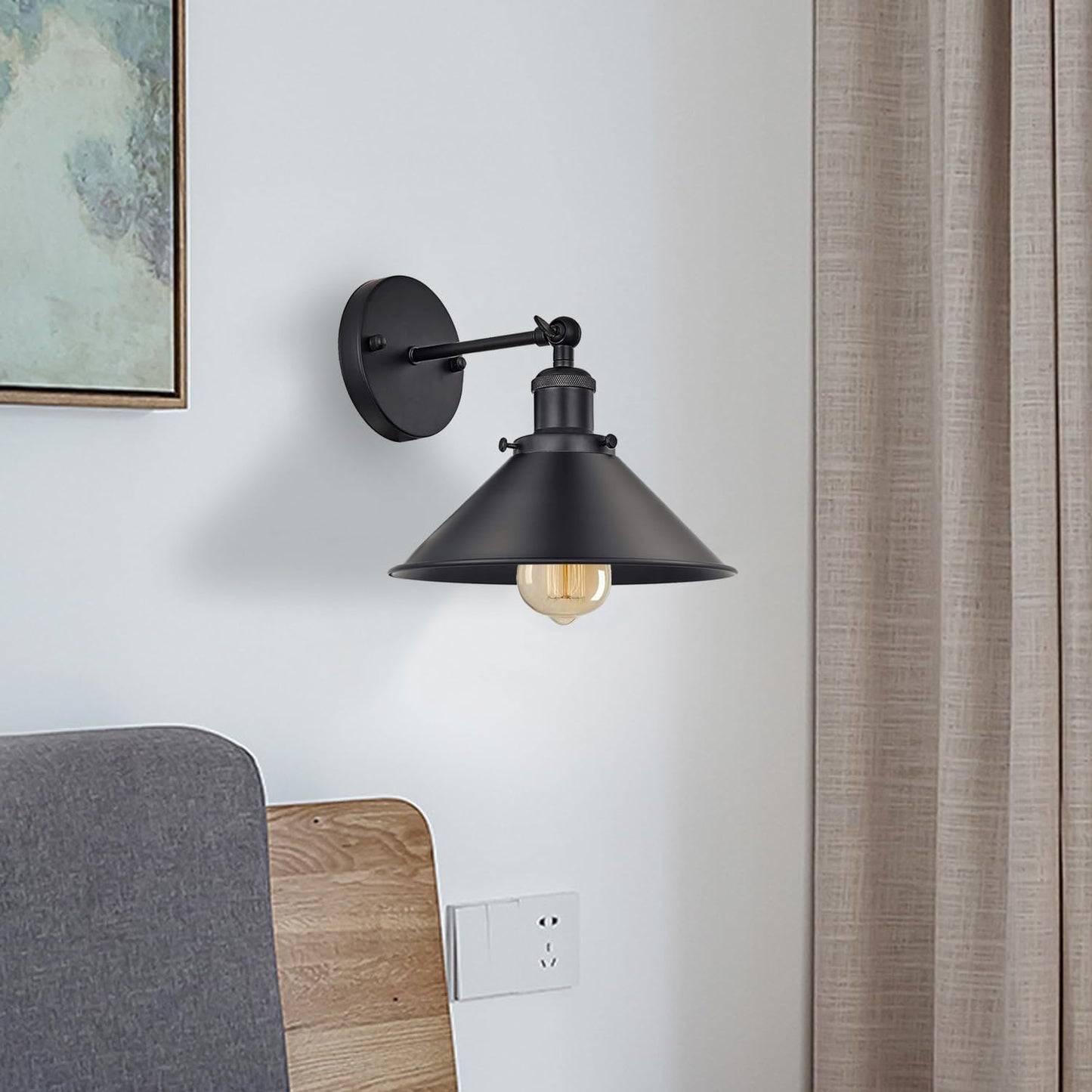 Metal Cone Shade E27 Adjustable Arm Wall Sconce Metal Wall Lights