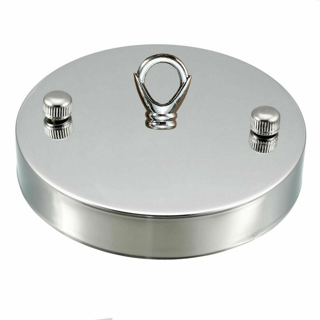 100mm Metal 1 Outlet Ceiling Rose with Hook (Pack 1 /Pack 2)