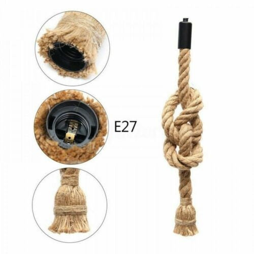Adjustable Hemp Rope Ceiling Pendant Light with E27 Fitting
