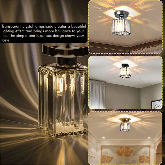 Crystal Semi Flush Mount Ceiling Light for Kitchen & Living Room
