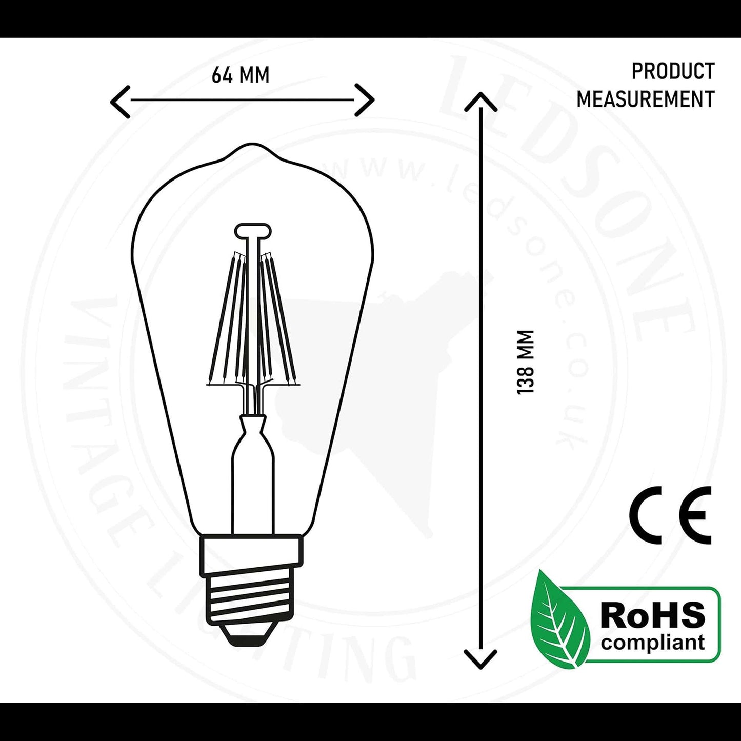 Industrial Dimmable ST64 E27 8W Vintage LED Filament Bulbs