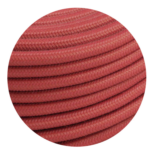 3 core Round Vintage Braided Fabric Peach Coloured Cable Flex 0.75mm