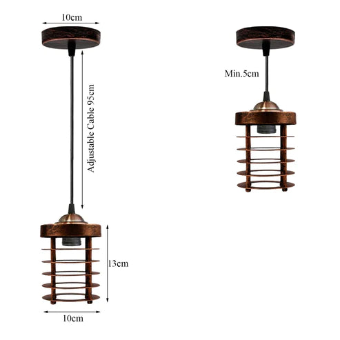 Industrial Wire Cage Pendant Lampshade | Vintage E27 UK