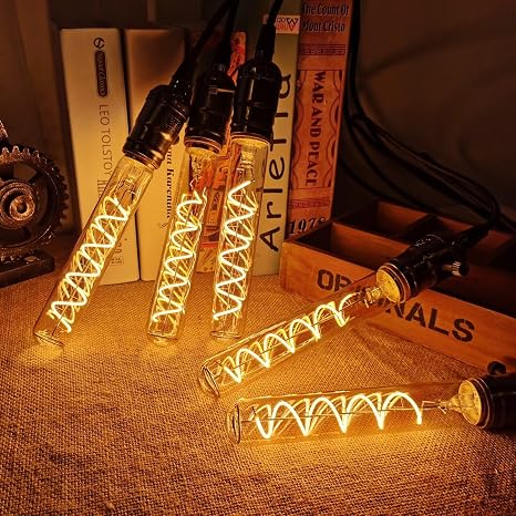 E27 T185 Tubular Vintage Filament Bulb 4W – Amber Glass 2700K Warm White Dimmable