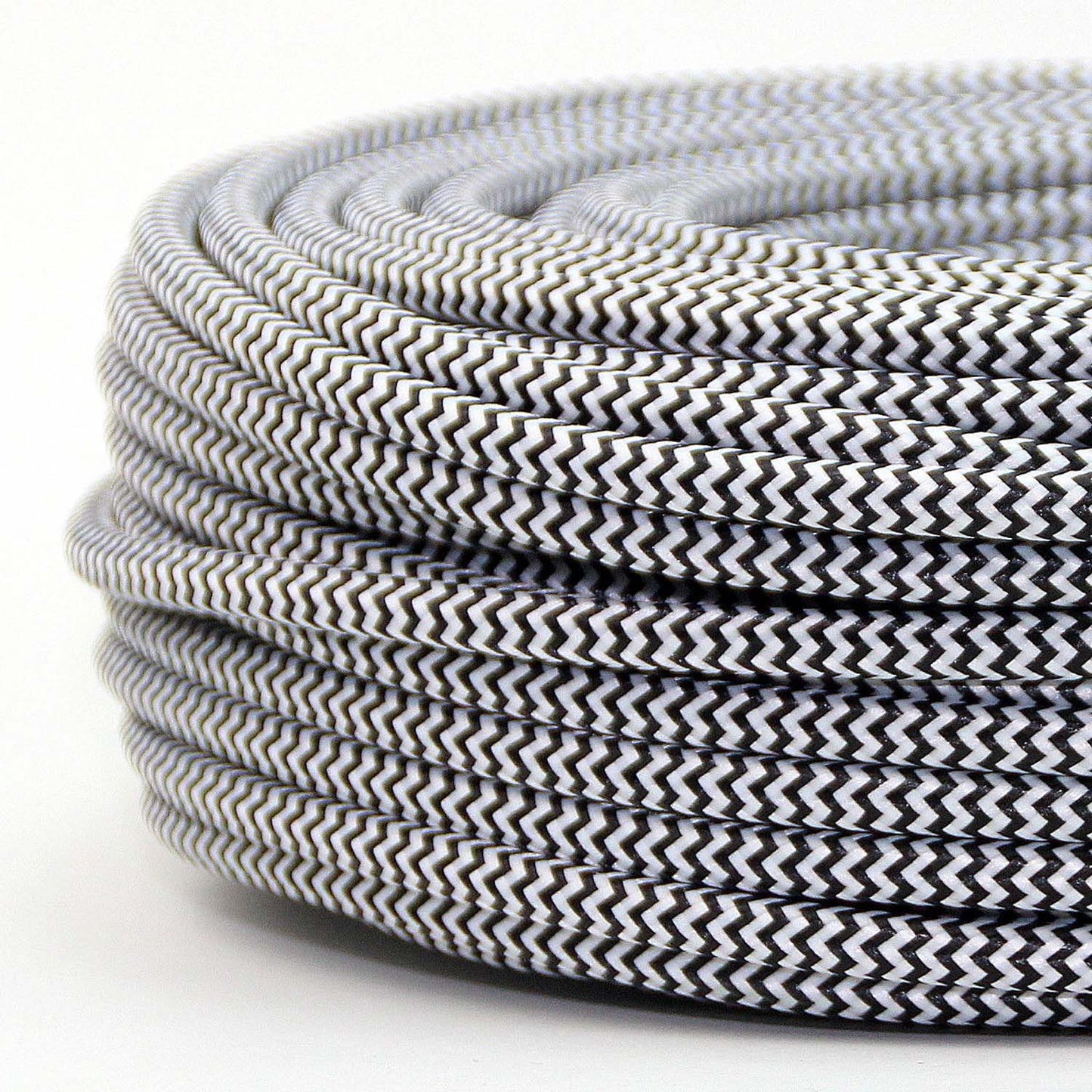 3 core Round Vintage Braided Fabric Black and White Cable Flex 0.75mm