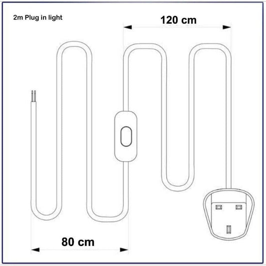 2m Plug-In Pendant Set with Flex Cable and Bulb Holder 65cm Length