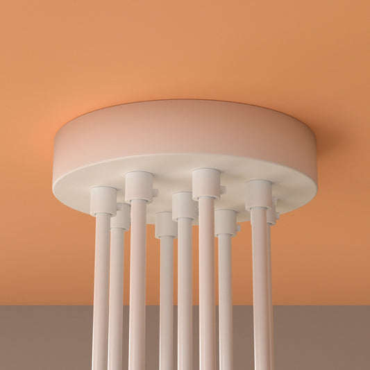 Multi Outlet Ceiling Rose - Black Metal Side Fitting Pendant Drop 120x25mm