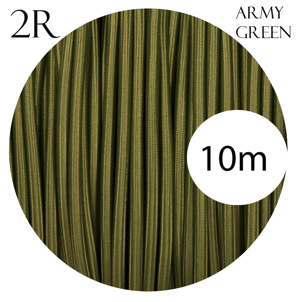 Vintage Braided Army Green 2-Core Round Electric Cable (0.75mm)