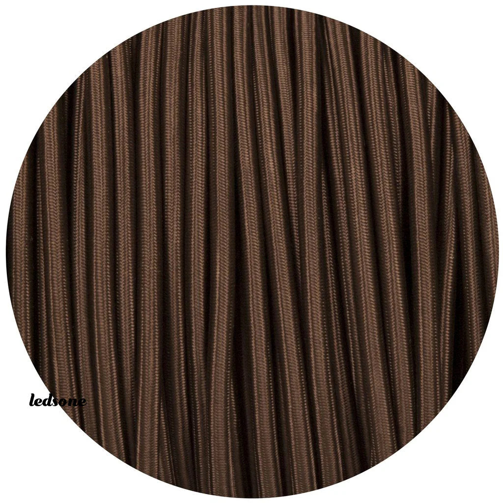 2 core Round Vintage Braided Fabric Dark Brown Cable Flex 0.75mm