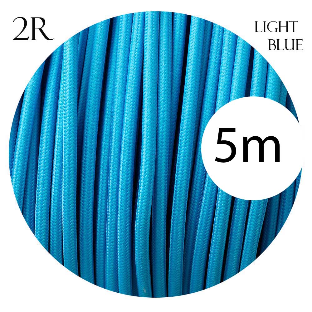 0.75mm 2 core Round Vintage Braided Light Blue Fabric Covered Light Flex