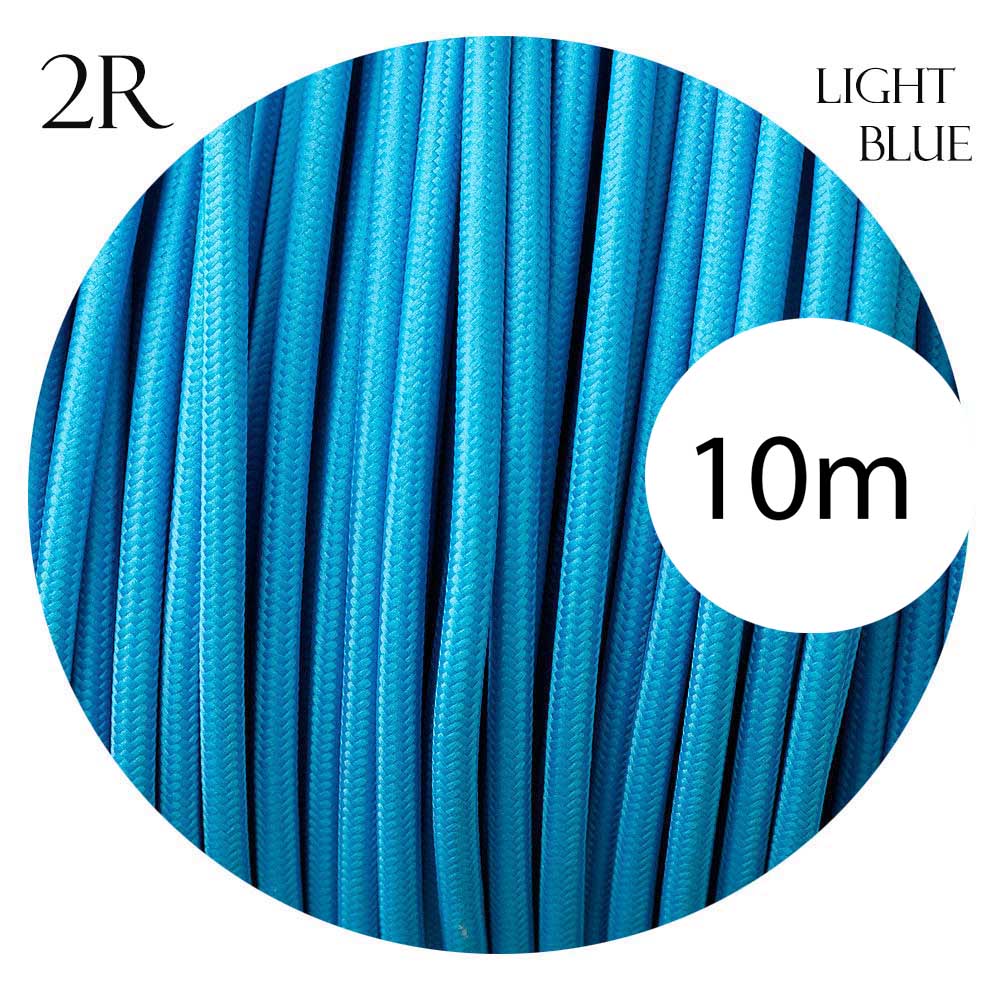 0.75mm 2 core Round Vintage Braided Light Blue Fabric Covered Light Flex