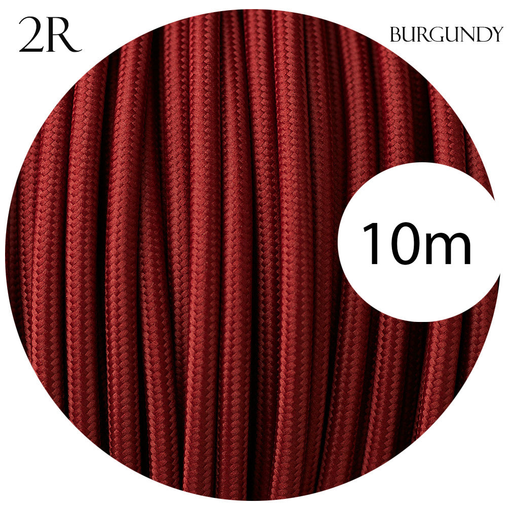 2 core Round Vintage Braided Fabric Burgundy Cable Flex 0.75mm