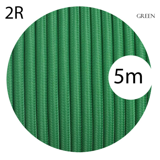 2 core Round Vintage Braided Fabric Green Cable Flex 0.75mm