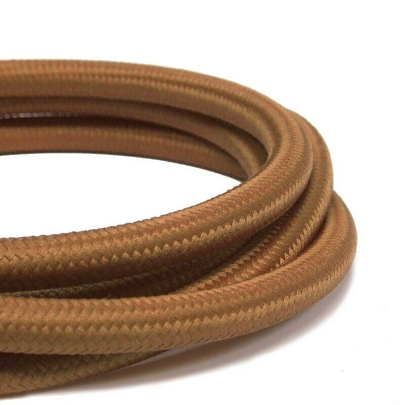 Premium 0.75mm 2 Core Vintage Braided Cable - Light Brown Fabric Flex