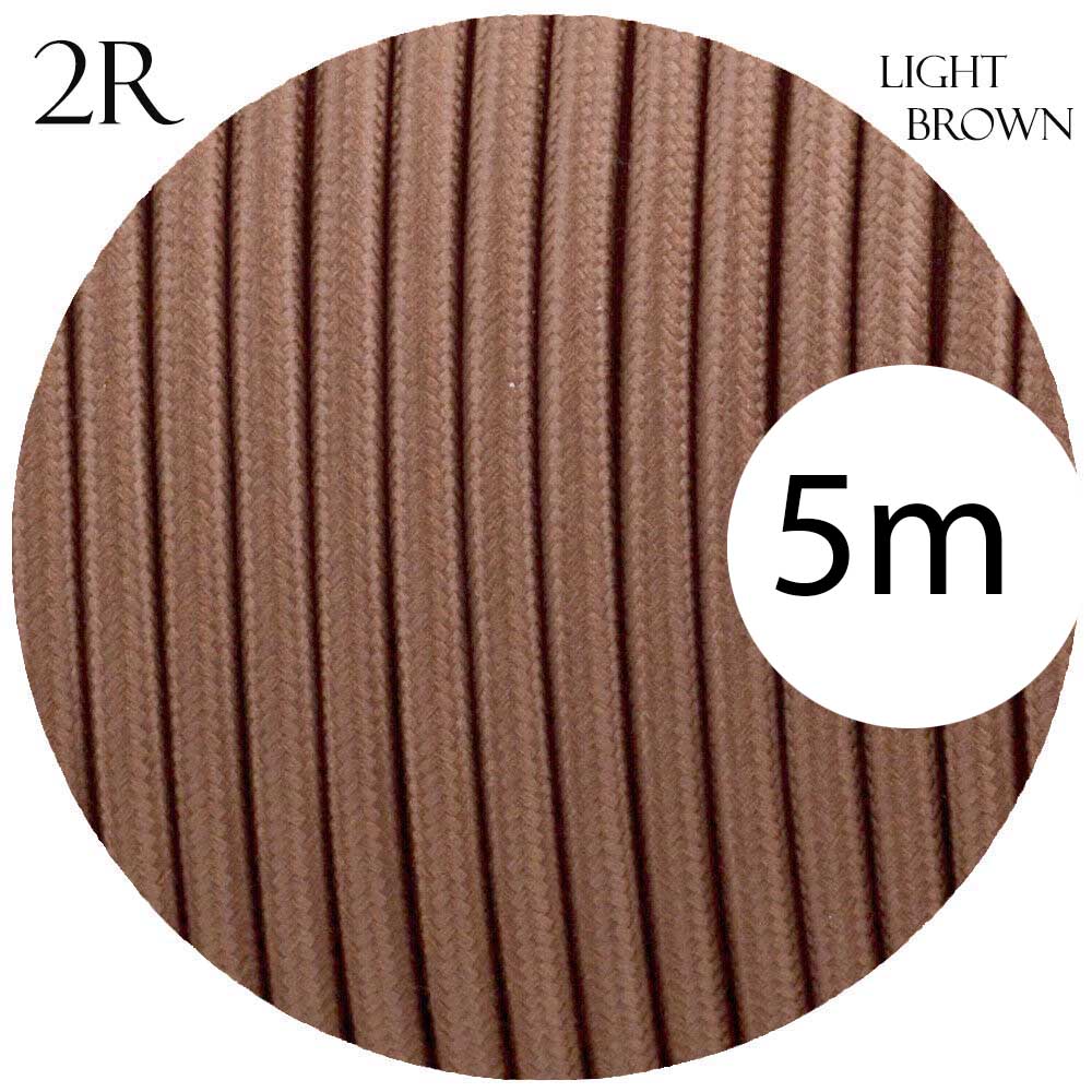 Premium 0.75mm 2 Core Vintage Braided Cable - Light Brown Fabric Flex