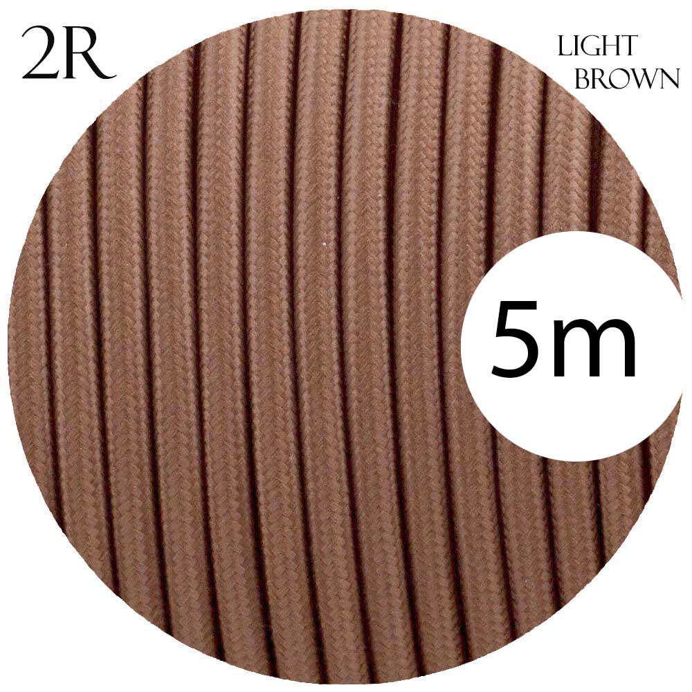 0.75mm 2 Core Round Vintage Braided Light Brown Fabric Covered Light Flex