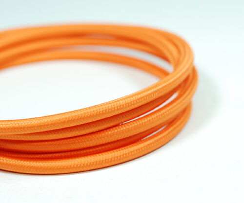 0.75mm 2 core Round Vintage Braided Orange Fabric Covered Light Flex