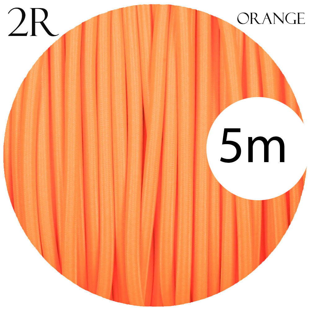 0.75mm 2 core Round Vintage Braided Orange Fabric Covered Light Flex